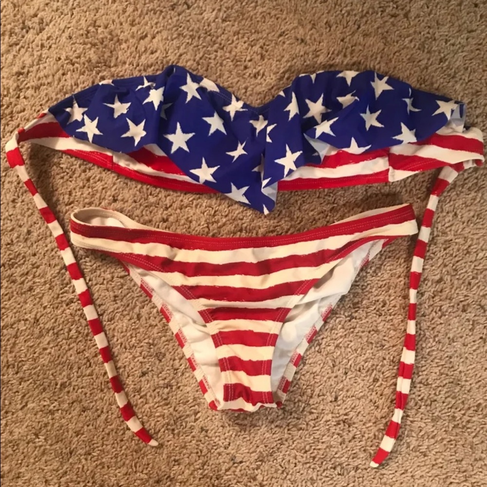 LA Hearts Scrunch Butt Bandeau America USA Bikini